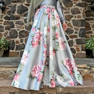 Speechless formal Floral Gray Maxi circle skirt